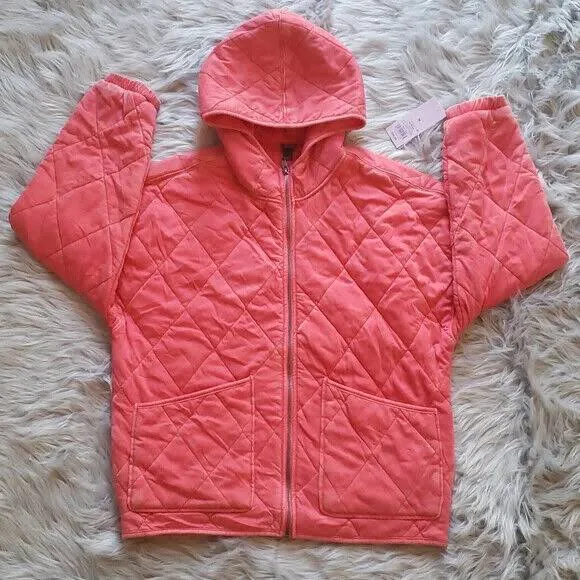 Wild Fable Coral Pink Hooded Quilted Jacket